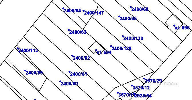 Parcela st. 694 v KÚ Březolupy, Katastrální mapa