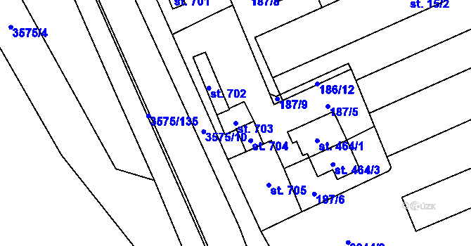 Parcela st. 703 v KÚ Březolupy, Katastrální mapa