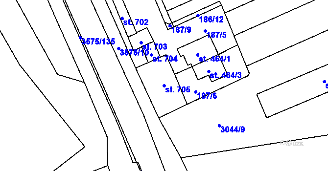 Parcela st. 705 v KÚ Březolupy, Katastrální mapa