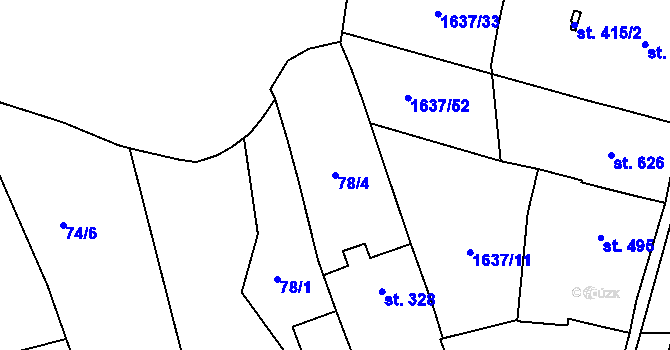 Parcela st. 78/4 v KÚ Březolupy, Katastrální mapa