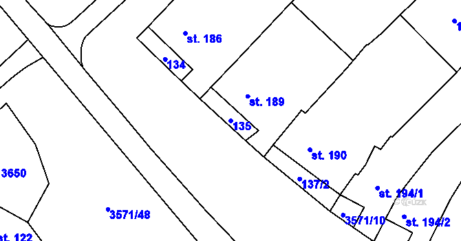 Parcela st. 135 v KÚ Březolupy, Katastrální mapa