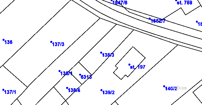 Parcela st. 138/3 v KÚ Březolupy, Katastrální mapa