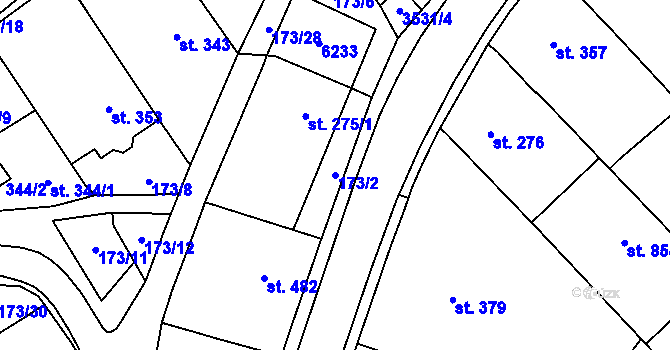 Parcela st. 173/2 v KÚ Březolupy, Katastrální mapa