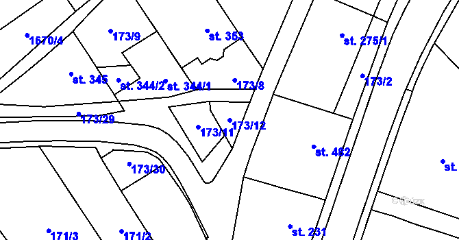 Parcela st. 173/12 v KÚ Březolupy, Katastrální mapa