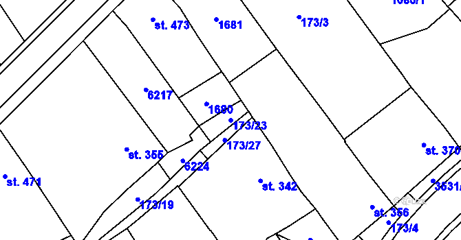 Parcela st. 173/23 v KÚ Březolupy, Katastrální mapa