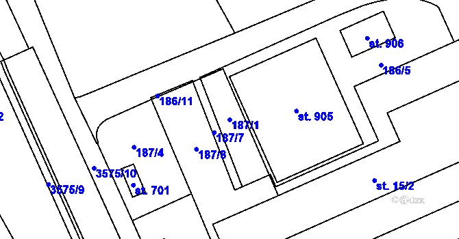 Parcela st. 187/1 v KÚ Březolupy, Katastrální mapa