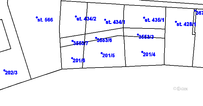 Parcela st. 201/5 v KÚ Březolupy, Katastrální mapa