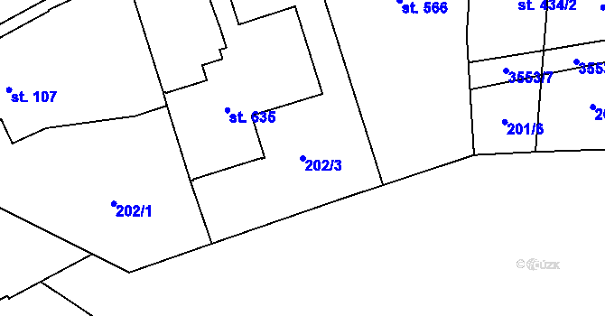 Parcela st. 202/3 v KÚ Březolupy, Katastrální mapa