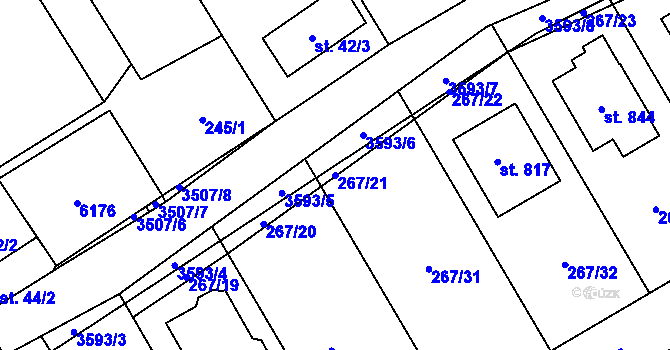Parcela st. 267/21 v KÚ Březolupy, Katastrální mapa