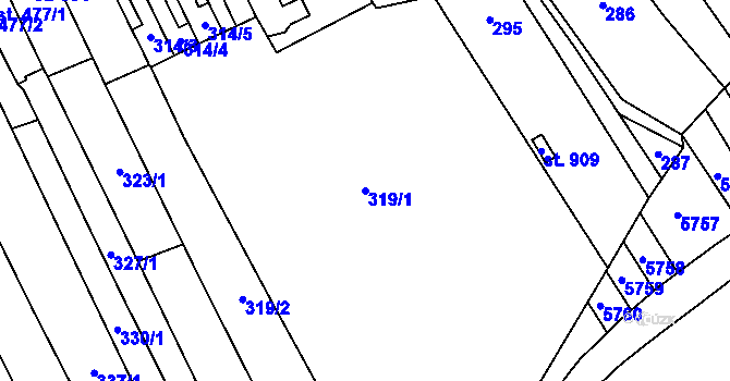 Parcela st. 319/1 v KÚ Březolupy, Katastrální mapa