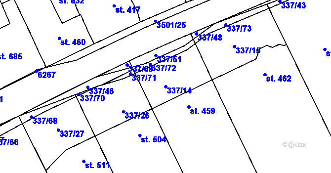 Parcela st. 337/14 v KÚ Březolupy, Katastrální mapa