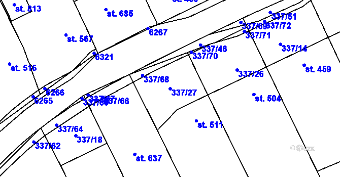 Parcela st. 337/27 v KÚ Březolupy, Katastrální mapa