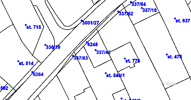Parcela st. 337/42 v KÚ Březolupy, Katastrální mapa