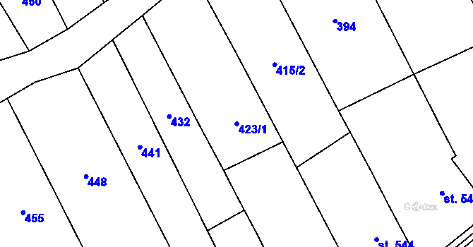 Parcela st. 423/1 v KÚ Březolupy, Katastrální mapa