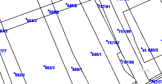 Parcela st. 757/7 v KÚ Březolupy, Katastrální mapa