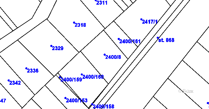 Parcela st. 2400/8 v KÚ Březolupy, Katastrální mapa