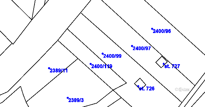 Parcela st. 2400/99 v KÚ Březolupy, Katastrální mapa
