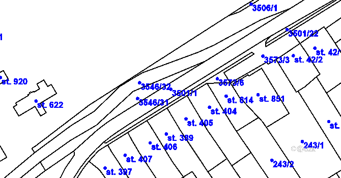 Parcela st. 3501/1 v KÚ Březolupy, Katastrální mapa