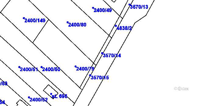 Parcela st. 3570/14 v KÚ Březolupy, Katastrální mapa