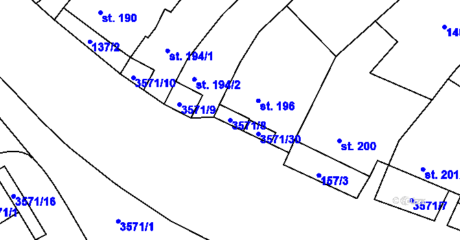 Parcela st. 3571/8 v KÚ Březolupy, Katastrální mapa
