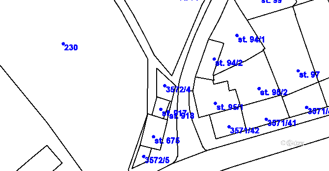 Parcela st. 3572/4 v KÚ Březolupy, Katastrální mapa