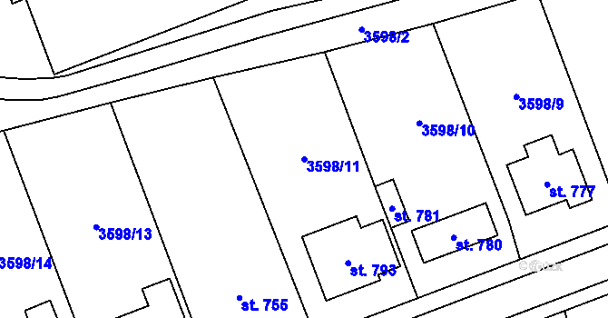 Parcela st. 3598/11 v KÚ Březolupy, Katastrální mapa
