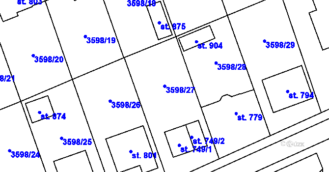 Parcela st. 3598/27 v KÚ Březolupy, Katastrální mapa