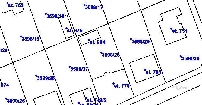 Parcela st. 3598/28 v KÚ Březolupy, Katastrální mapa