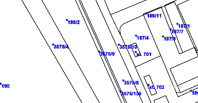 Parcela st. 3575/9 v KÚ Březolupy, Katastrální mapa