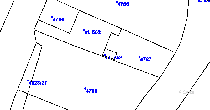 Parcela st. 752 v KÚ Březolupy, Katastrální mapa