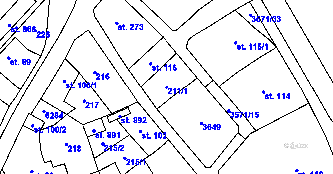 Parcela st. 211/1 v KÚ Březolupy, Katastrální mapa