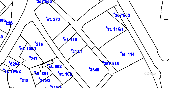 Parcela st. 3571/19 v KÚ Březolupy, Katastrální mapa