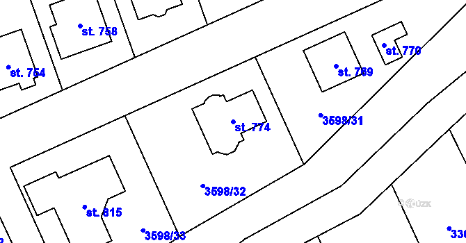 Parcela st. 774 v KÚ Březolupy, Katastrální mapa