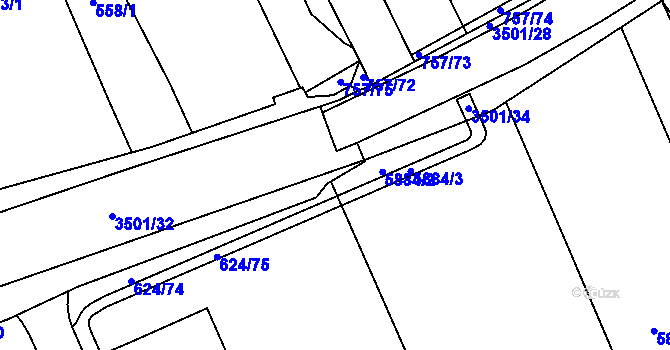 Parcela st. 624/71 v KÚ Březolupy, Katastrální mapa