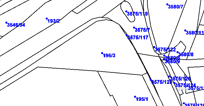 Parcela st. 196/3 v KÚ Březolupy, Katastrální mapa