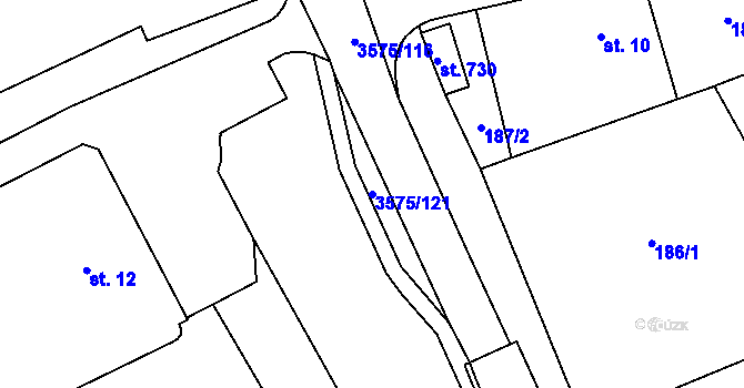 Parcela st. 3575/121 v KÚ Březolupy, Katastrální mapa