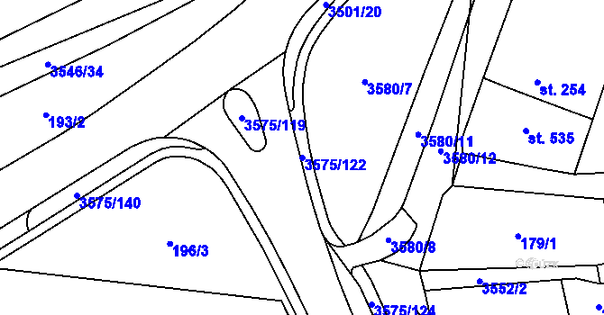 Parcela st. 3575/122 v KÚ Březolupy, Katastrální mapa