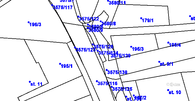 Parcela st. 3575/124 v KÚ Březolupy, Katastrální mapa