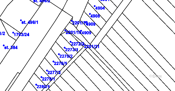 Parcela st. 2201/27 v KÚ Březolupy, Katastrální mapa
