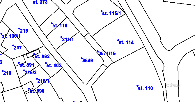 Parcela st. 3571/15 v KÚ Březolupy, Katastrální mapa