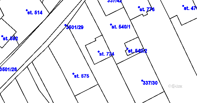 Parcela st. 724 v KÚ Březolupy, Katastrální mapa