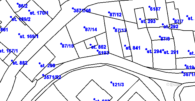 Parcela st. 6193 v KÚ Březolupy, Katastrální mapa