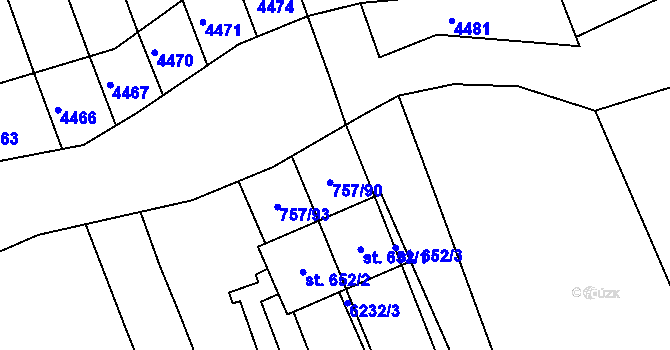 Parcela st. 654/2 v KÚ Březolupy, Katastrální mapa