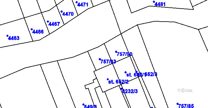 Parcela st. 654/3 v KÚ Březolupy, Katastrální mapa