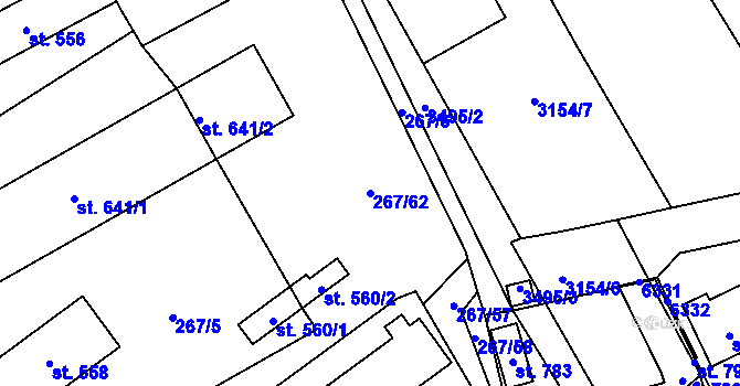 Parcela st. 267/62 v KÚ Březolupy, Katastrální mapa