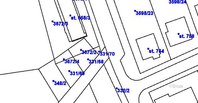 Parcela st. 331/70 v KÚ Březolupy, Katastrální mapa