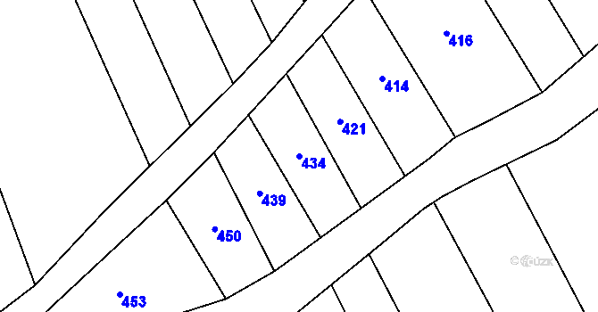 Parcela st. 434 v KÚ Březolupy, Katastrální mapa