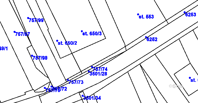 Parcela st. 757/94 v KÚ Březolupy, Katastrální mapa