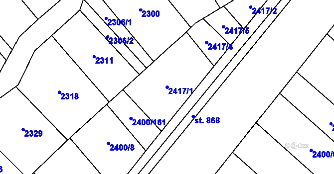Parcela st. 2417/1 v KÚ Březolupy, Katastrální mapa