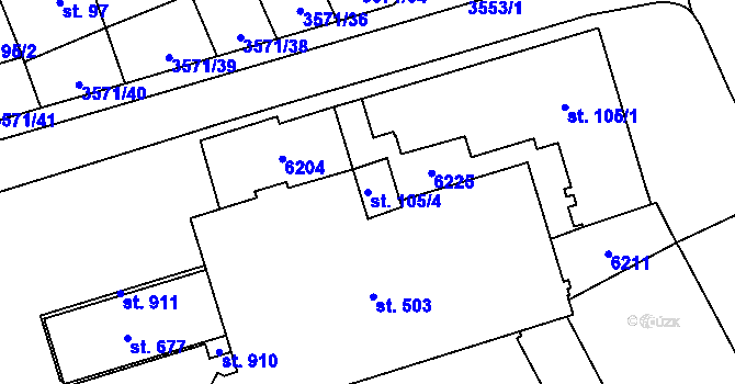 Parcela st. 105/4 v KÚ Březolupy, Katastrální mapa